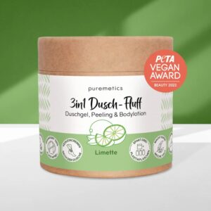 Dusch-Fluff, Limettenduft, Salzpeeling, Kokosöl, vegan, plastikfrei, Körperpflege, Naturkosmetik, belebend, Zero Waste, Handgemacht, Frischekick