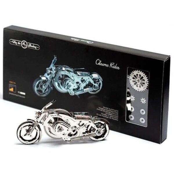Modellbausatz Motorrad, Chrome Rider, mechanisches Modell, Motorrad aus Metall, DIY Motorrad, Geschenk für Bastler, Technikspielzeug, Time for Machine