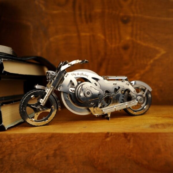 Modellbausatz Motorrad, Chrome Rider, mechanisches Modell, Motorrad aus Metall, DIY Motorrad, Geschenk für Bastler, Technikspielzeug, Time for Machine