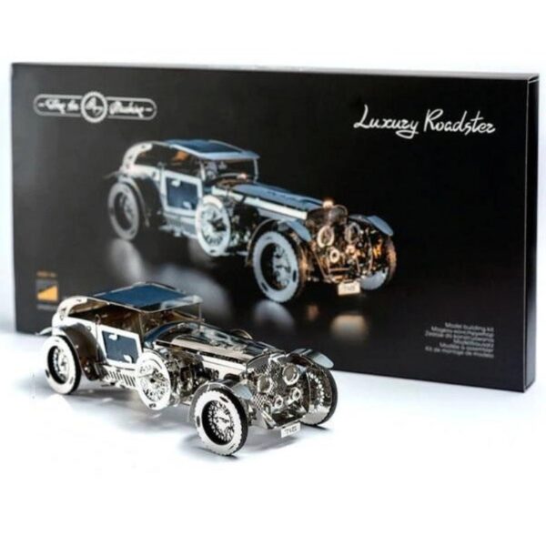 Oldtimer Modellauto, Edelstahlbausatz, mechanisches Modell, Luxury Roadster, Time for Machine, Modellauto mit Antrieb, Geschenkidee Technik, Retro Automodell